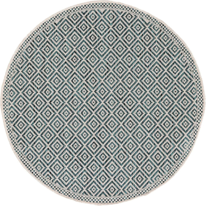 Benuta In- & Outdoor-Teppich rund Cleo Blau ø 120 cm rund, 4053894843662 ø 120 cm rund Blau, ø 120 c