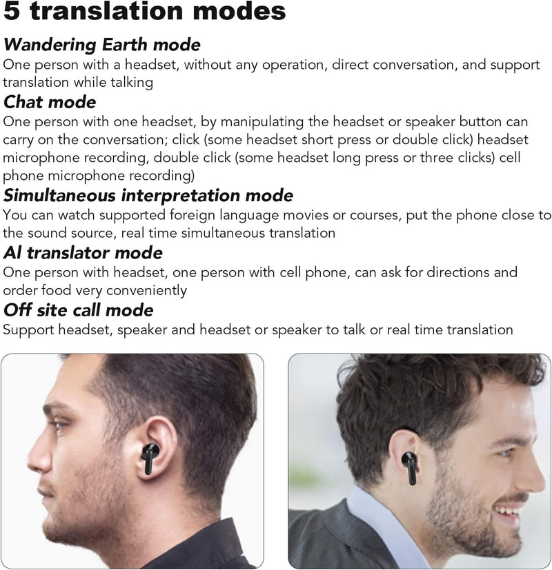Topiky Sprachübersetzer-Ohrhörer, Unterstützung der Online-Übersetzung in 84 Sprachen Lange Stand-by