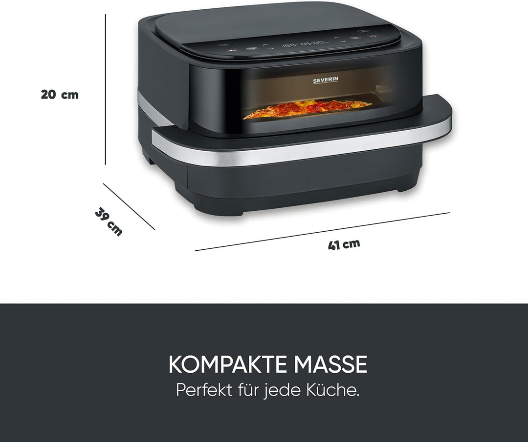 Severin Heissluftfritteuse Pizza & More, Pizzaprogramme, 10 Garprogramme, optimale Wärmeverteilung,