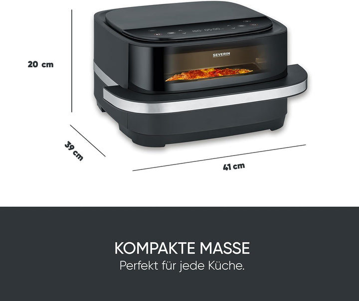 Severin Heissluftfritteuse Pizza & More, Pizzaprogramme, 10 Garprogramme, optimale Wärmeverteilung,