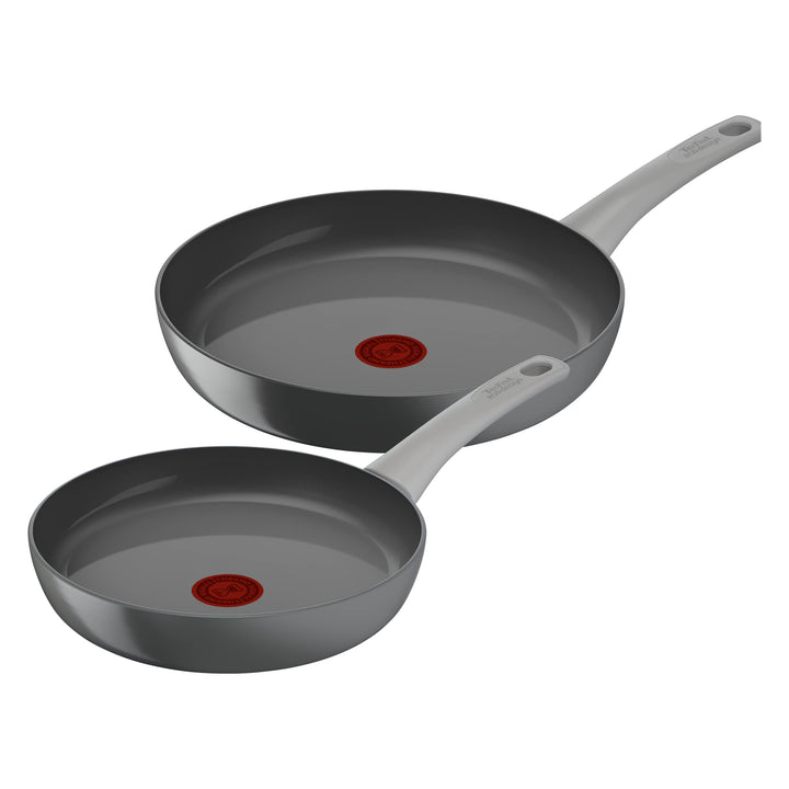 Tefal Renew On Bratpfannen 2 Stück, Grau, 24/28 cm, Keramik-Antihaftbeschichtung, Induktion, Thermo-