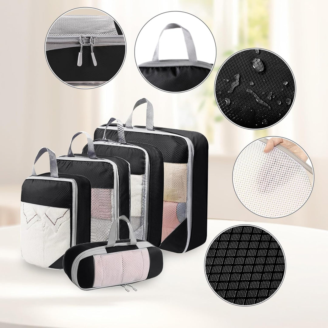 Kompressionspackwürfel für Koffer, 8 Stück erweiterbare Reisepackwürfel für Rucksack, ultraleichte R