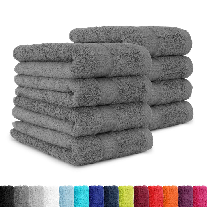 8 TLG. Handtuch-Set in vielen Farben - 8 Handtücher 50x100 cm - Farbe anthrazit 8er Pack Anthrazit,