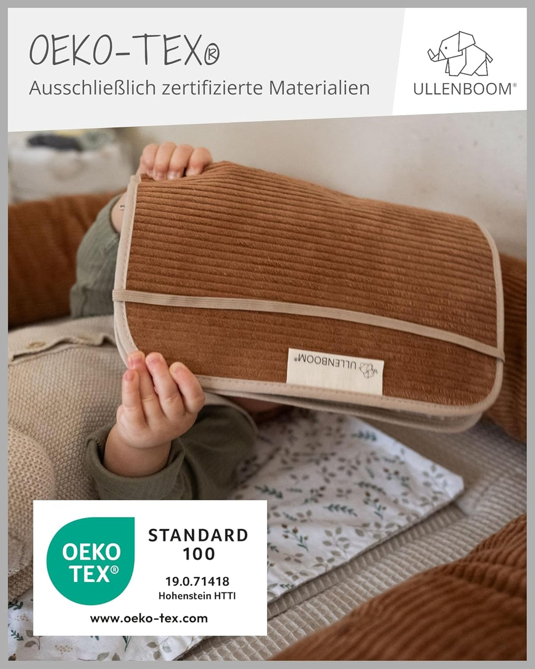 ULLENBOOM Windeltasche für unterwegs, Cord Cognac, Made in EU - Wickeltasche für bis zu 3 Windeln, F