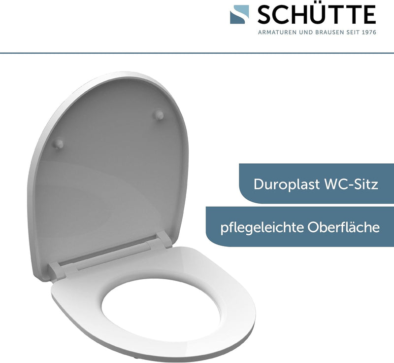 SCHÜTTE WC-Sitz Duroplast HG ICEBERG, Hochglänzender Toilettensitz mit Absenkautomatik, Schnellversc