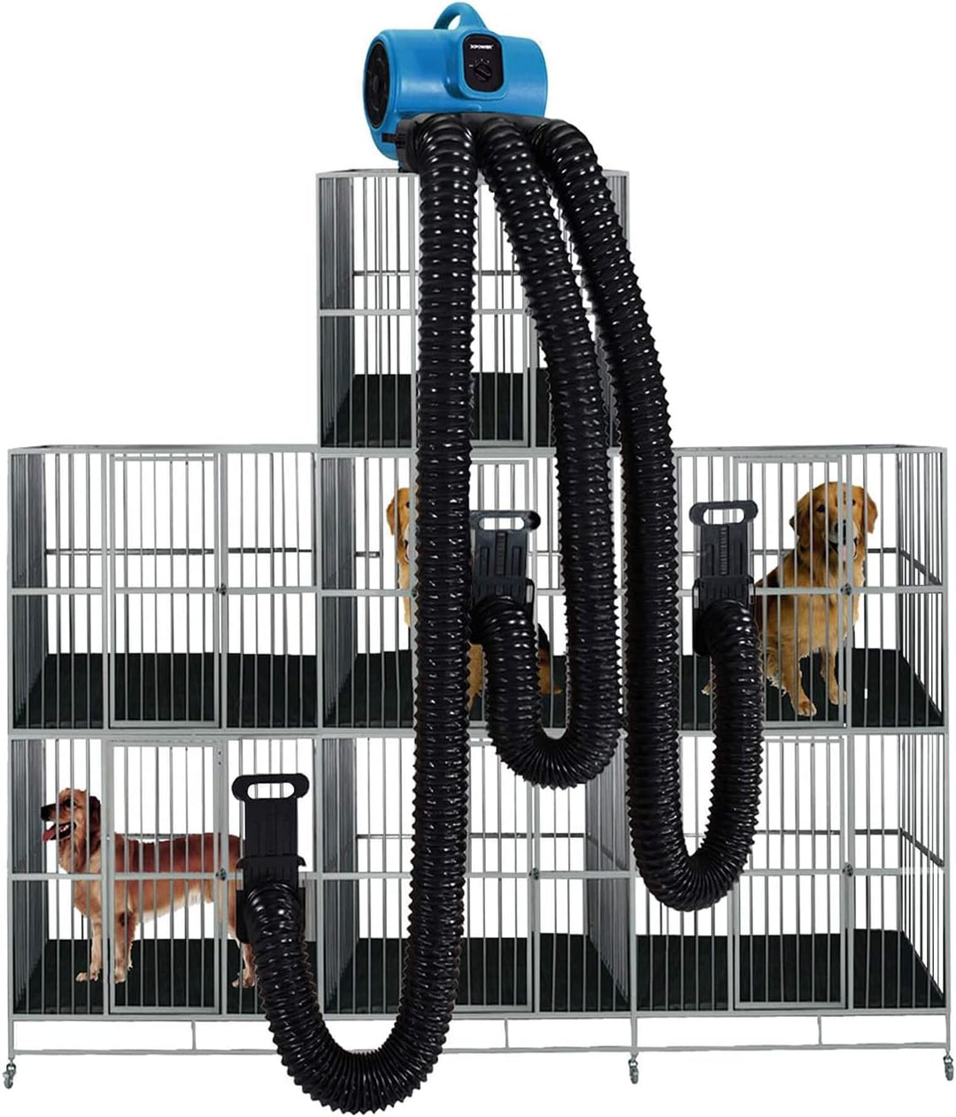 XPower X-400TF-MDK Professional Pet Grooming Carbon Dust Free Cage Dryer with Multi Drying Kit & Tim