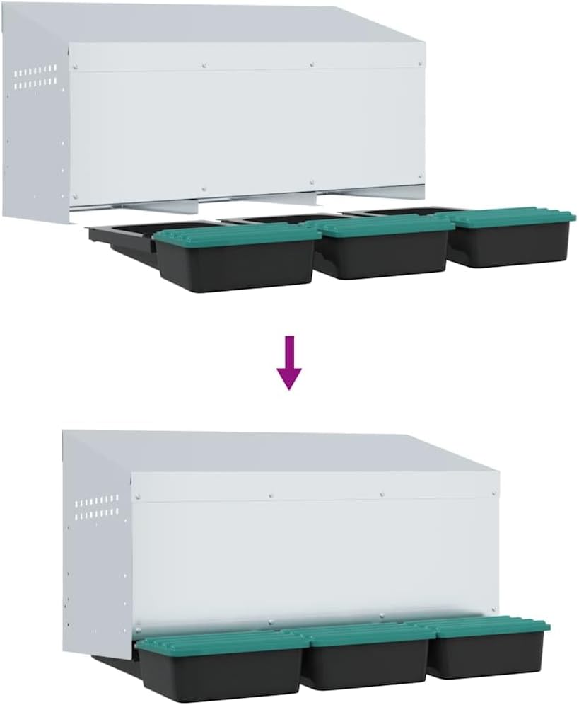 Hühner-Nistkasten mit 3 Fächern Wandmontage verzinkter Stahl Robustes Design für Innen- und Aussenbe