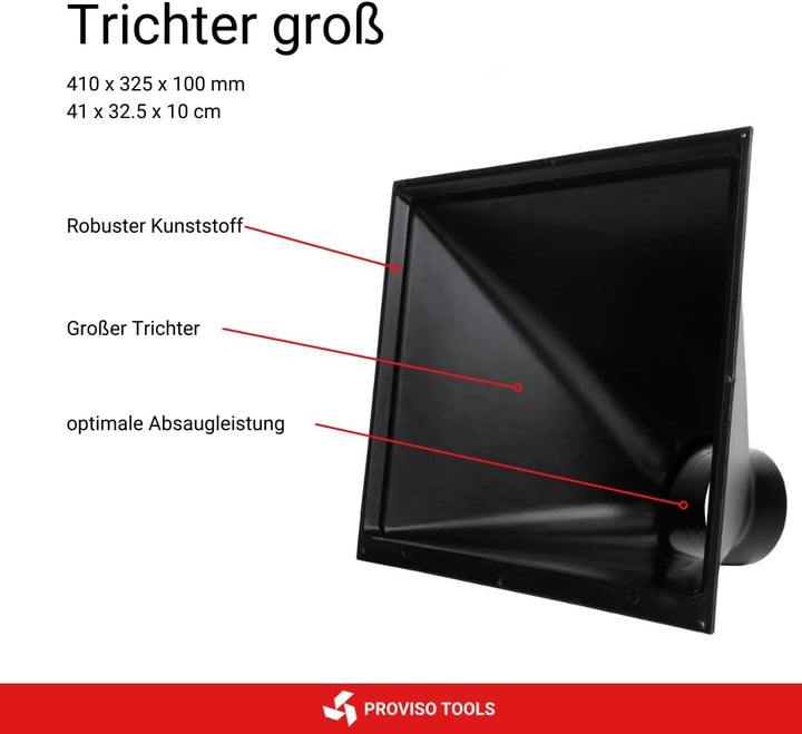 PROVISO TOOLS Absauganlage, Absaugung Werkstatt, Absaugung, Trichter gross, Absaugtrichter, Trichter