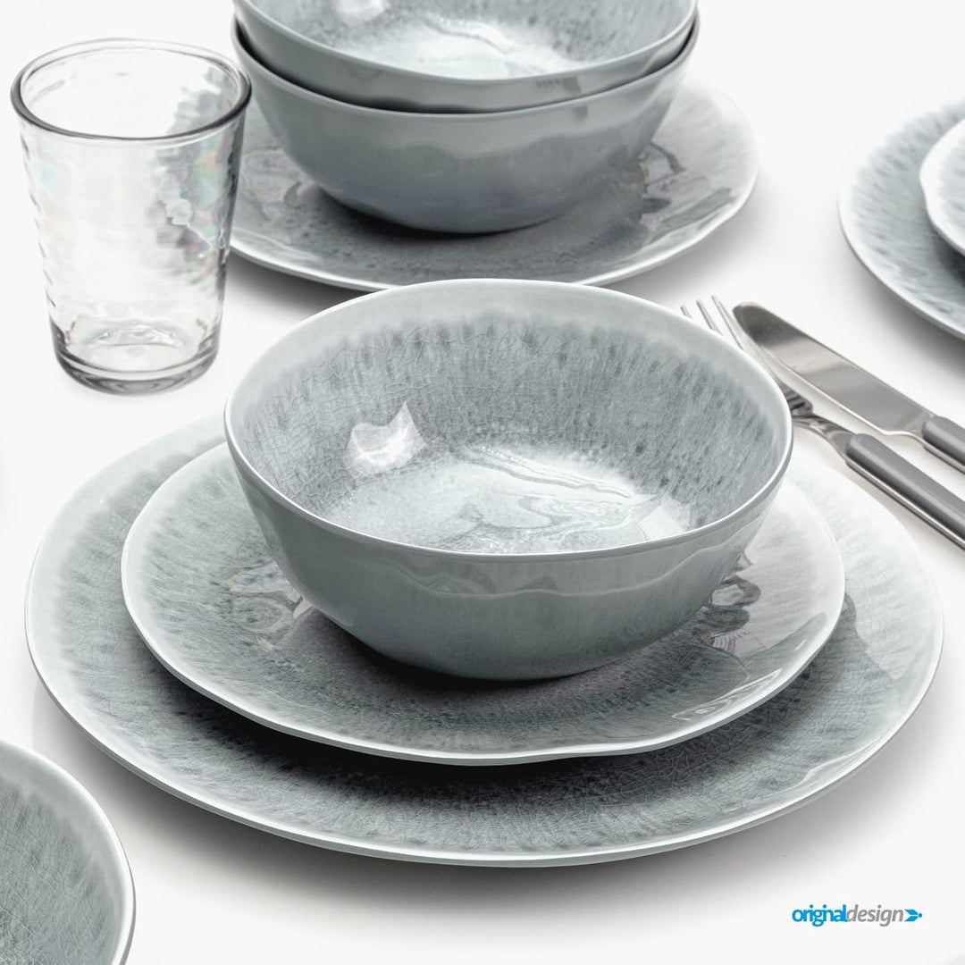 BRUNNER - Campinggeschirr Melamin (Set: 8, 12, 16 oder 40 Teilig), 2-4 Personen - Pearl - Hochwertig