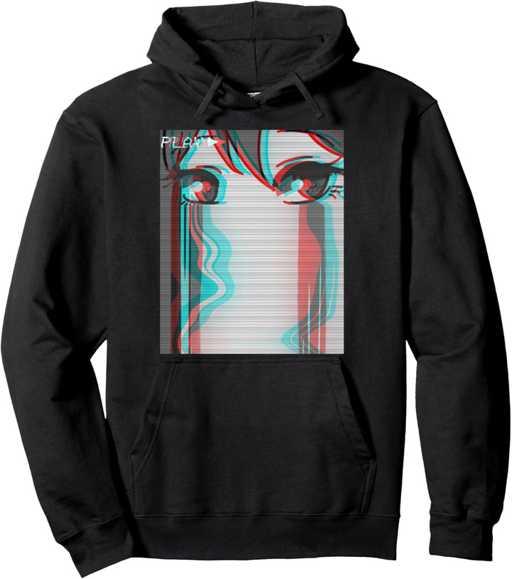 Sad Anime Girl Eboy Egirl Harajuku Otaku Vaporwave Aesthetic Pullover Hoodie