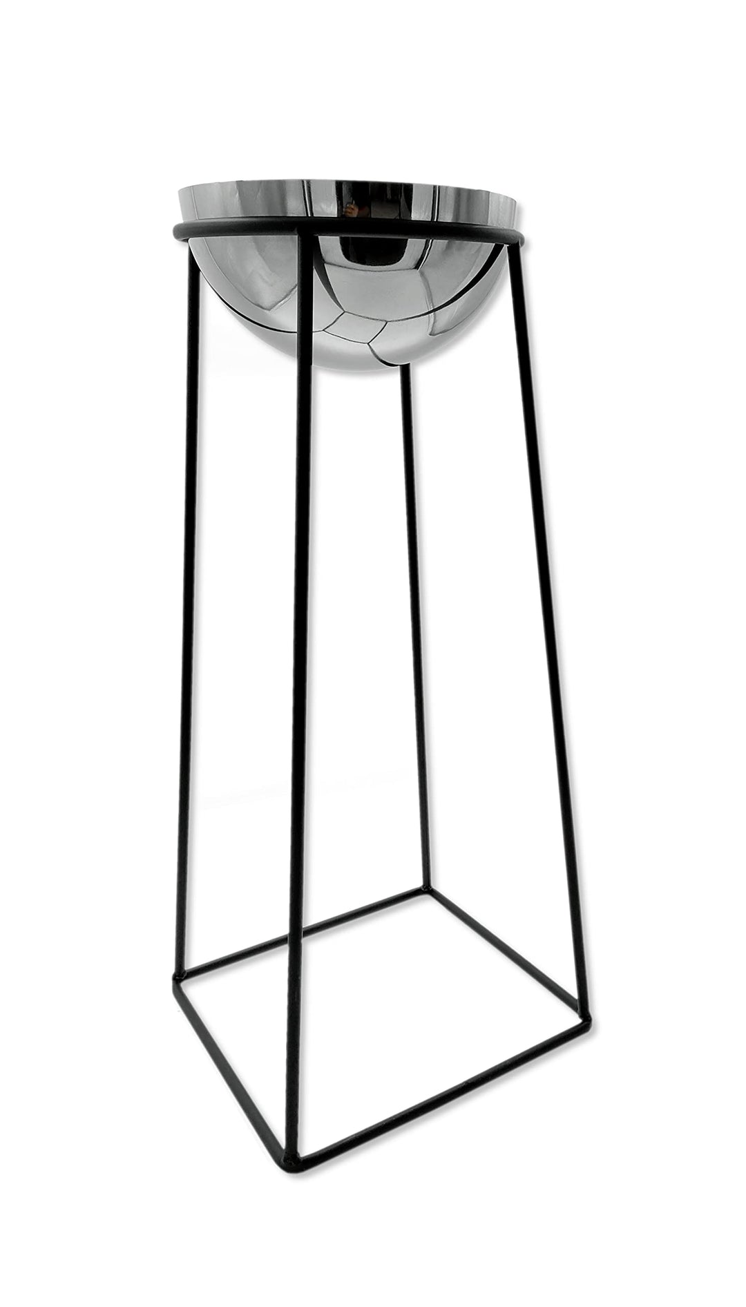 DARO DEKO Metall Blumentopf mit Ständer schwarz Silber 27 x 55cm Blumen-Töpfe Pflanztopf hoch Schale