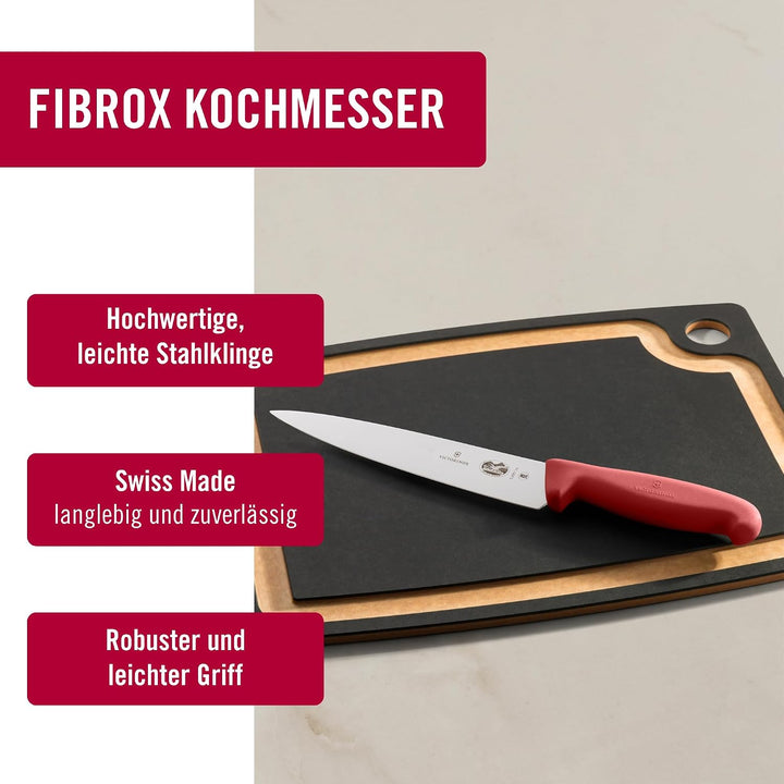 Victorinox Fibrox Kochmesser, Breites Universalmesser für Fleisch, Fisch, Gemüse und Kräuter, 19 cm,