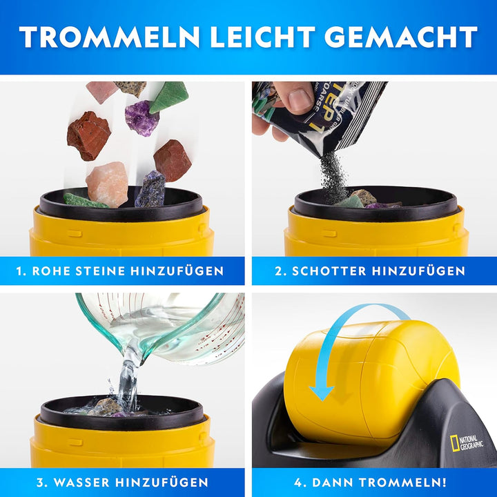 NATIONAL Geographic Starter Rock Metall, gummierter Schaft Tumbler Kit - Komplettes Steinpolierer-Se