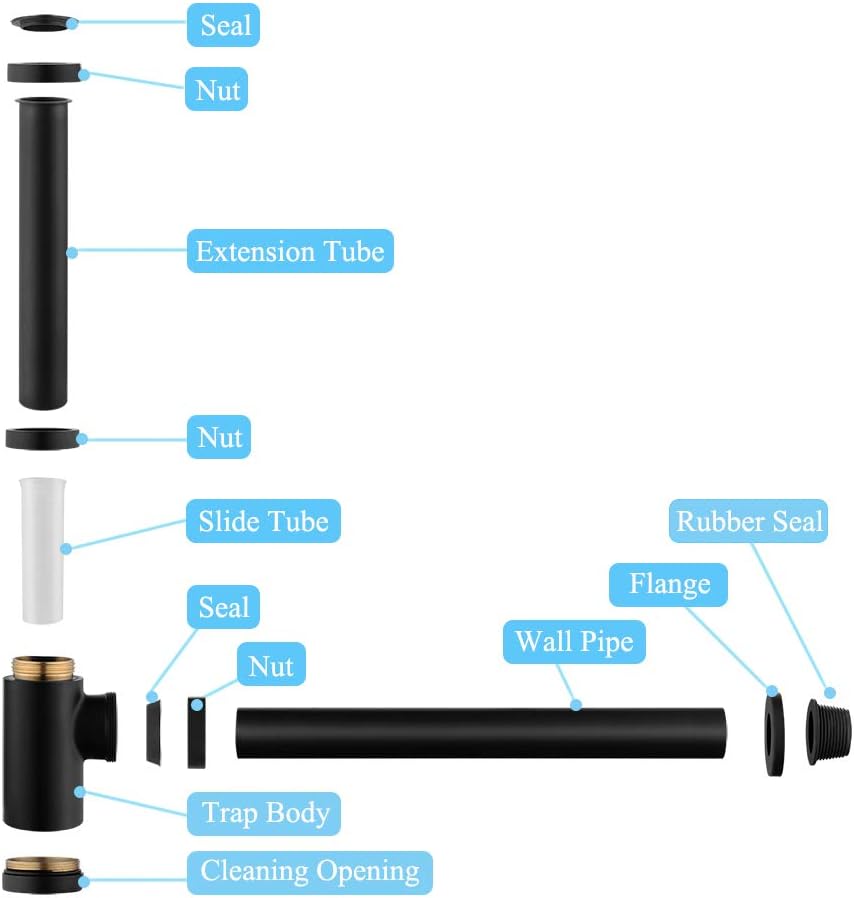 Keymark Design Siphon [Extra Lang 200mm Tauchrohr], Universal Messing Designsiphon Syphon Sifon für
