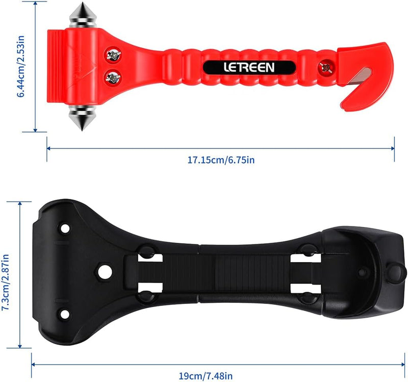 LETREEN 4 Stück Gurtschneider Notfallhammer fürs Auto, Auto Sicherheits Hammer Nothammer mit Auto fe