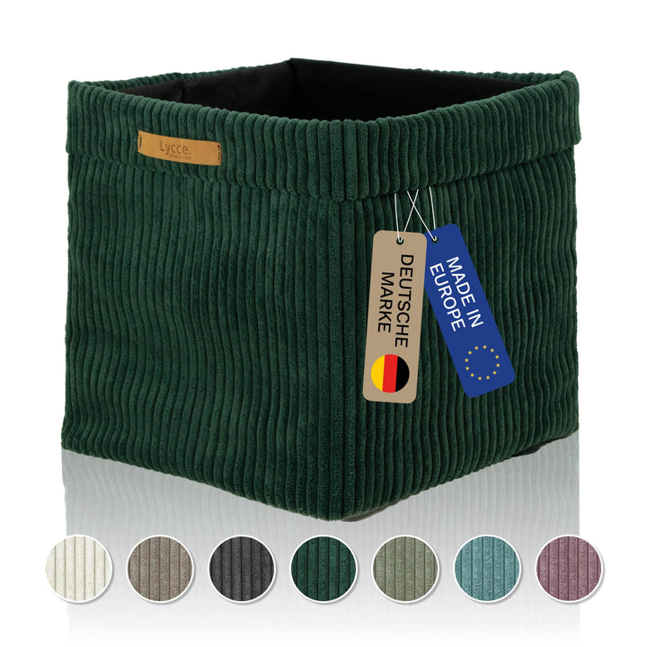Lycce Kallax Box aus trendigem Cordstoff | Aufbewahrungskorb für Kallax Regal | Faltbox 33 x 33 x H3