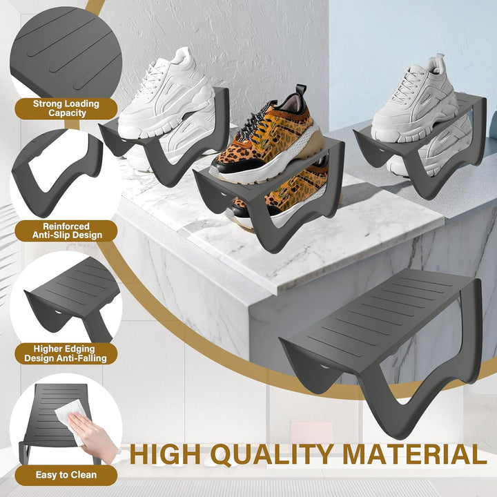 10 Stück Schuhstapler PP Anti-rutsch Schuhschlitz Schuhregale Platzsparend Schuh Organizer Schuhaufb