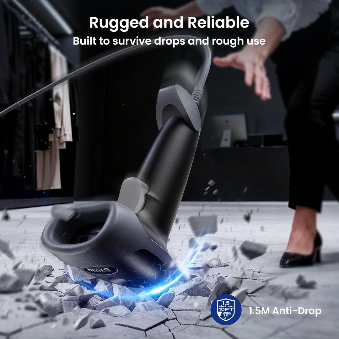 Eyoyo Kabelgebundener USB-2D-Barcode-Scanner – Automatischer Handscanner für QR-Codes, PDF417 und Da