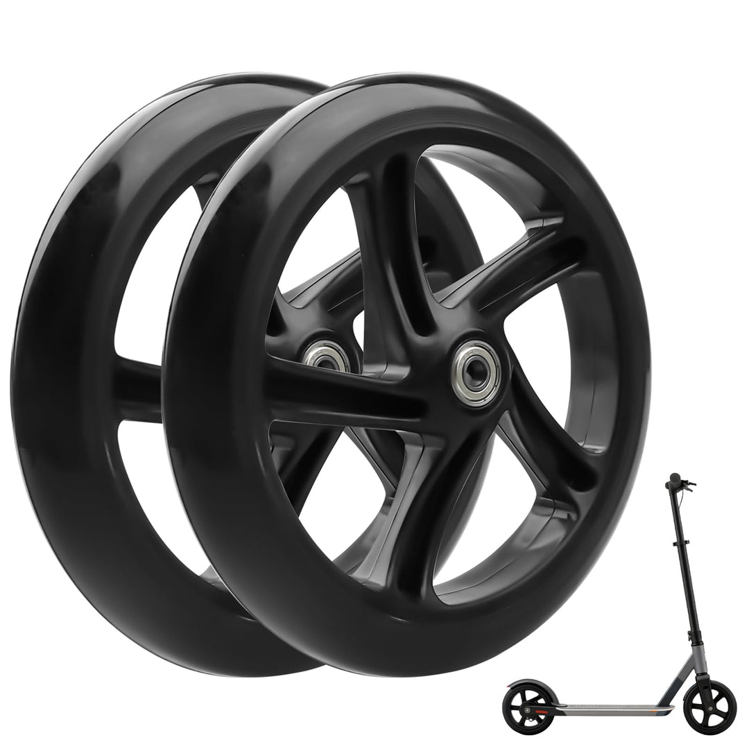2 Stück Stunt Scooter Rollen 200mm, Ersatzräder mit Zweiachsig, Hochwertige Vollgummi-Rollen, Scoote