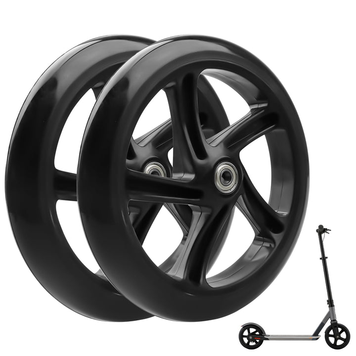 2 Stück Stunt Scooter Rollen 200mm, Ersatzräder mit Zweiachsig, Hochwertige Vollgummi-Rollen, Scoote