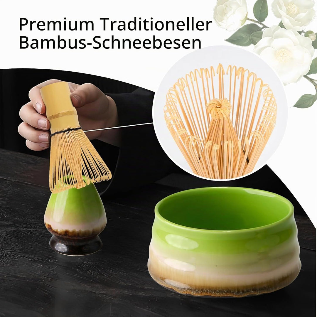 7PCS Matcha Kit Japanische Zeremonie, Bambuslöffel, Bambusschaufel, Peitschenhalter, Matcha-Set für