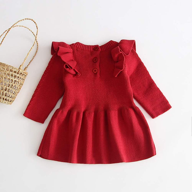 FYMNSI Kinder Baby Mädchen Strick Pullover Kleid Herbst Winter Warm Langarm Strickkleid Gestrickte P