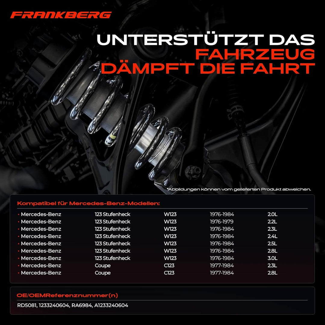 Frankberg 2x Federn Fahrwerksfeder Hinterachse Kompatibel mit 123 Stufenheck W123 1976-1984 Coupe C1