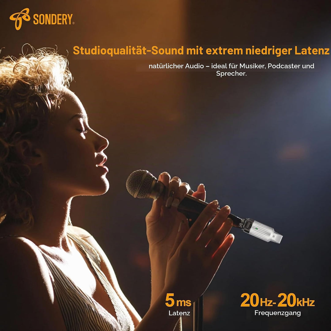 Sondery UHF Wireless XLR Sender und Empfänger Wiederaufladbar 7 Kanäle für dynamische Moving Coil Mi