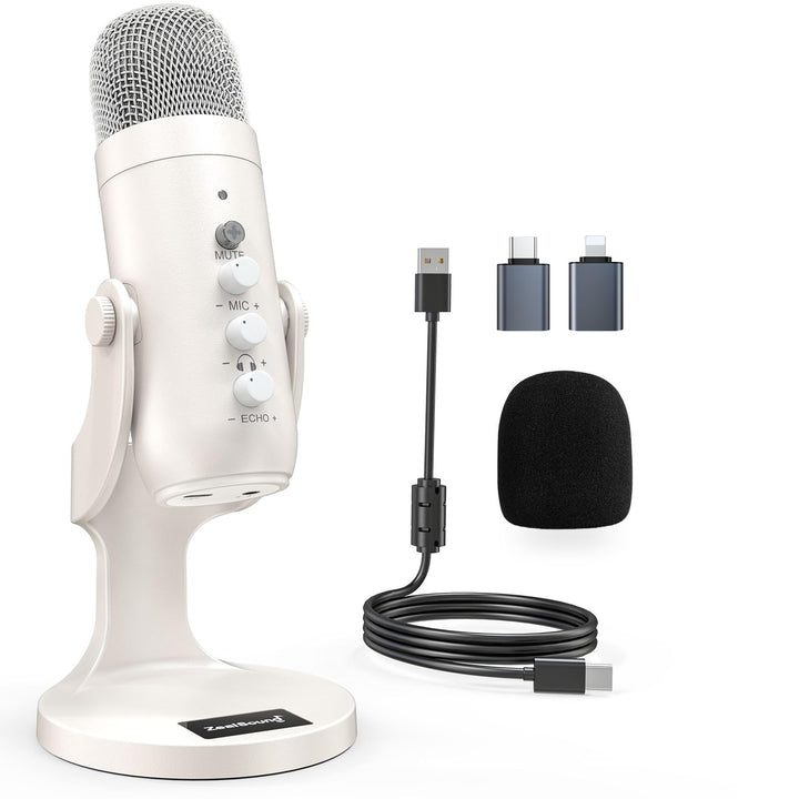 zealsound USB Mikrofon, Kondensatormikrofon für PC und Handy, Desktop Microphone mit Noise Cancenlli