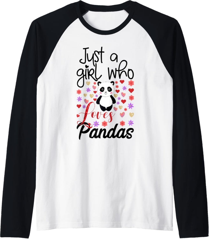 Funny Panda Bear Gift Mom Girls Just A Girl Who Loves Pandas Raglan