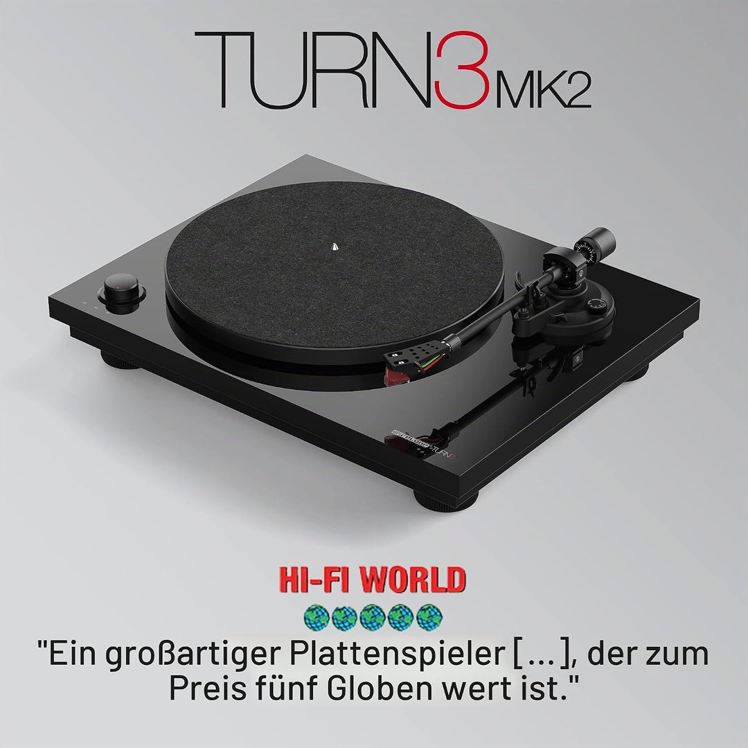 Reloop Turn 3 MK2 | Authentischer riemengetriebener HiFi-Plattenspieler mit USB-Aufnahmefunktion, Vo