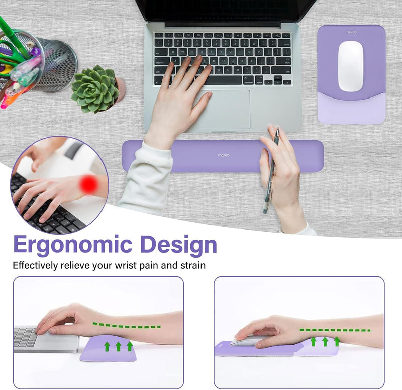 MOSISO Handgelenkstütze für Mauspad&Tastatur Set, Rechteckig Ergonomisch Mauspad rutschfest Basis Ho