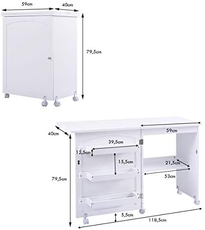 FANTASK 2 in 1 Nähschrank & Schreibtisch klappbar, Nähtisch aus Holz mit 3 Einlegeböden für Spulen &