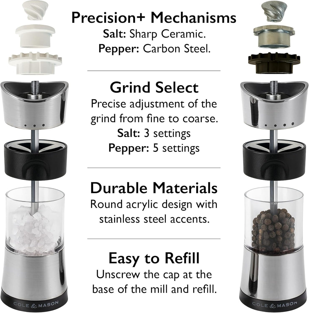 Cole & Mason H306598P Horsham Salz und Pfeffermühle, Chrom, 2er Set Manuell, Acryl, 154mm, Classic I