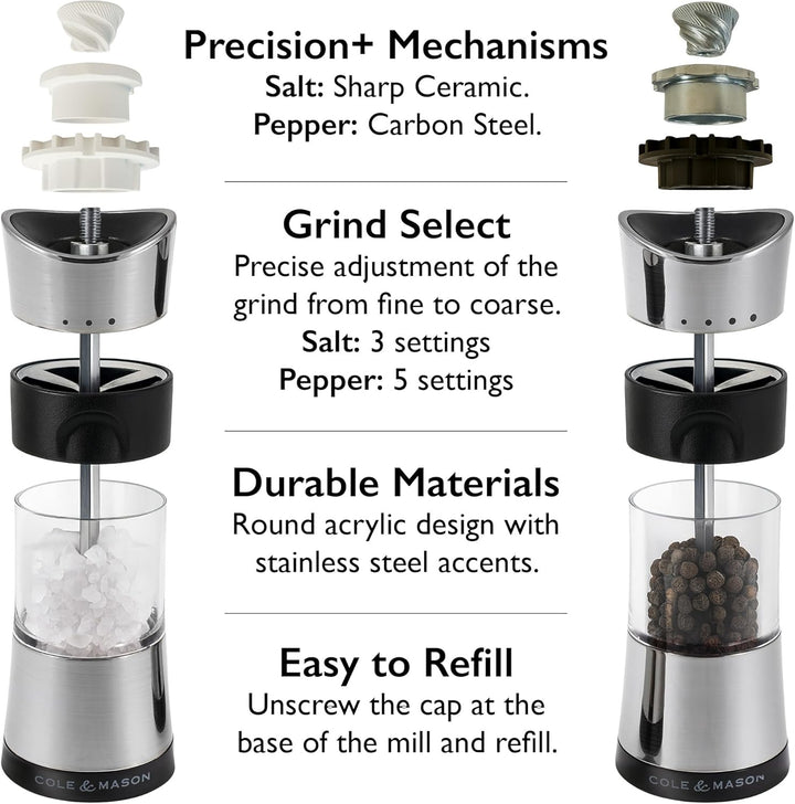 Cole & Mason H306598P Horsham Salz und Pfeffermühle, Chrom, 2er Set Manuell, Acryl, 154mm, Classic I