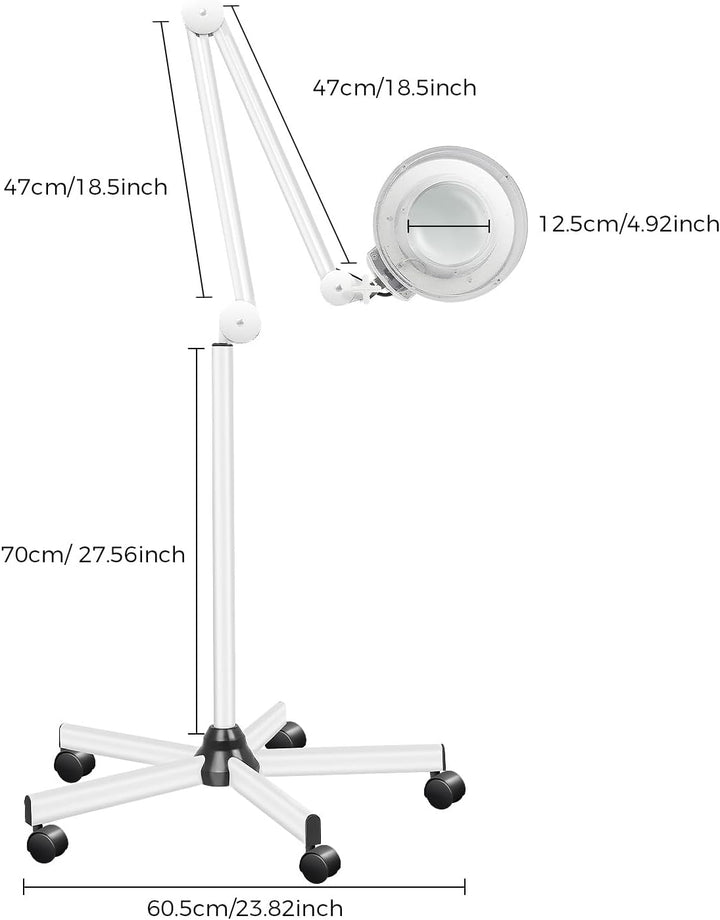 5X LED Lupenleuchte, Lupenlampe mit Klemme, Arbeitsplatzlampe Kosmetiklampe 125-mm Glaslinse Kosmeti