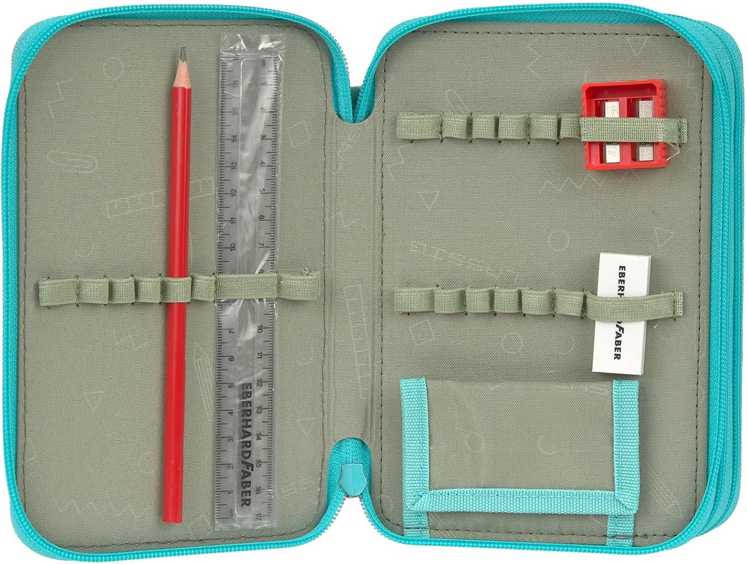 LÄSSIG Federmäppchen Unique School Triple Pencil Case Slim Unique Turquoise türkis