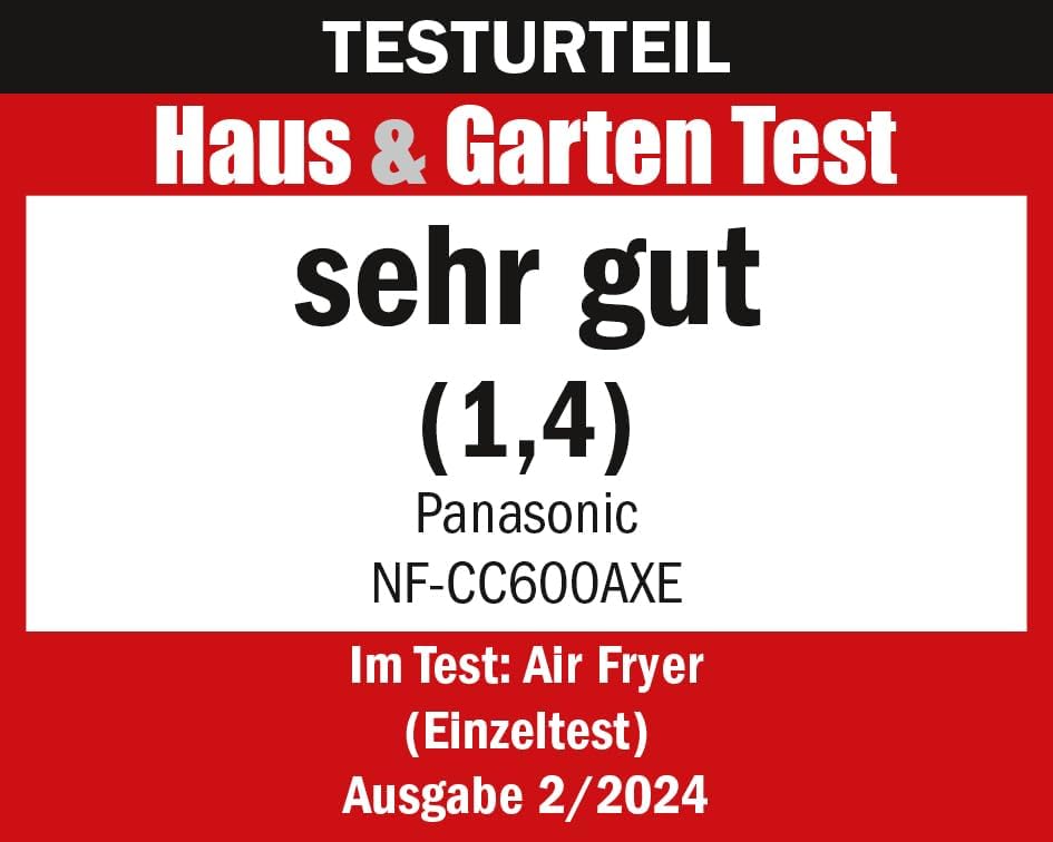 Panasonic NF-CC600AXE Air Fryer mit Sichtfenster, 6 l, 80–200 °C, digitaler Timer & LCD-Display, san