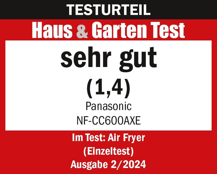 Panasonic NF-CC600AXE Air Fryer mit Sichtfenster, 6 l, 80–200 °C, digitaler Timer & LCD-Display, san