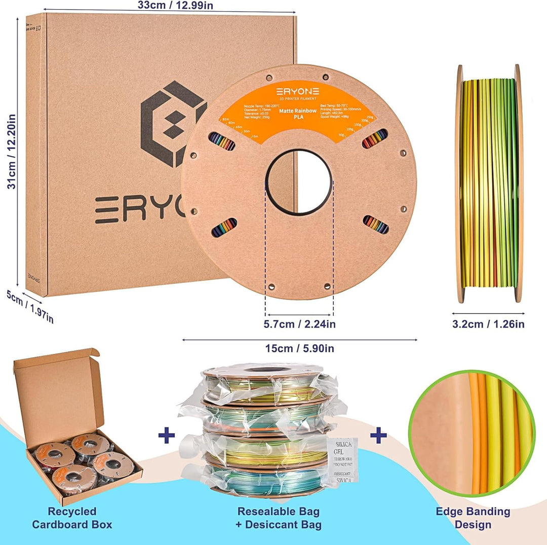 ERYONE PLA Filament 1.75mm,3D Drucker filament bundle,Multi Color Pack 3D Printer Filament PLA +/-0.