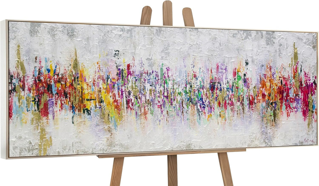 YS-Art Abstrakt Acryl Gemälde auf Leinwand handgemalt Abstraktion II Wandbilder Wohnzimmer Moderne f