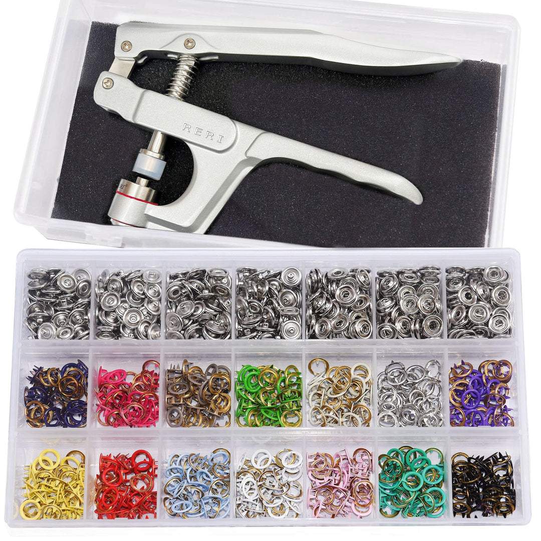 Druckknopf Set mit Zange, Φ9.5mm Jersey Druckknöpfe Metall Nähzubehör Buttons Knöpfe zum Annähen Wer