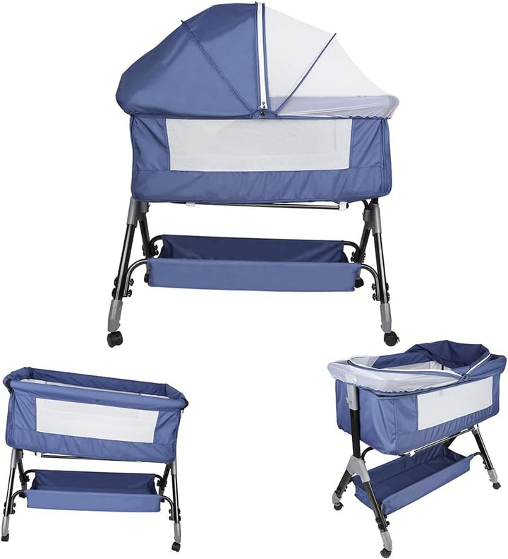 Kedia Babywiege mit Moskitonetz, Babybett & Reisebett mit Rollen, Babybett für Wiegen, höhenverstell