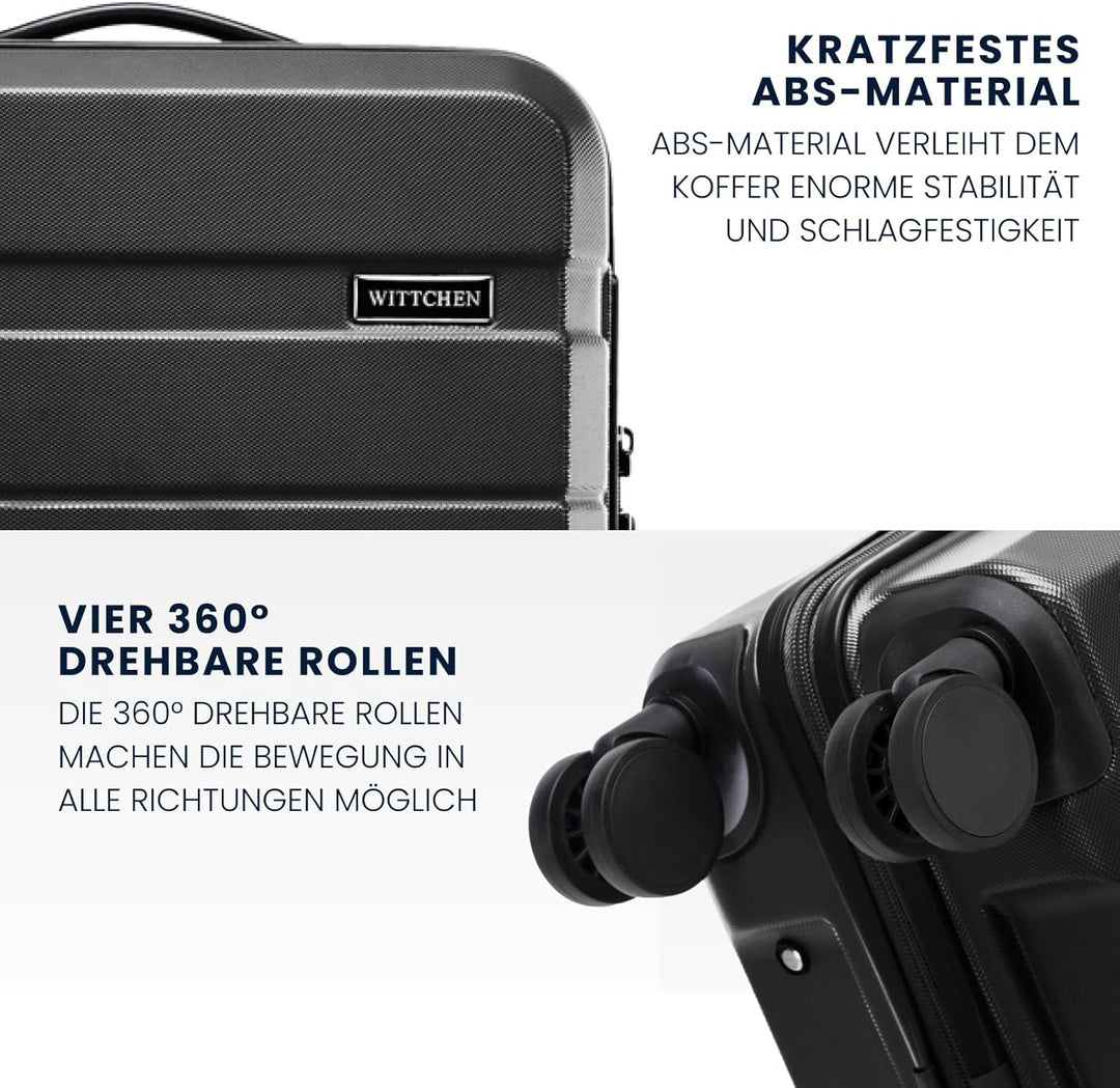 WITTCHEN COMODO Line Koffer Handgepäck Gepäck-Set aus ABS Teleskopgriff TSA Schloss 4 Doppelräder Sc