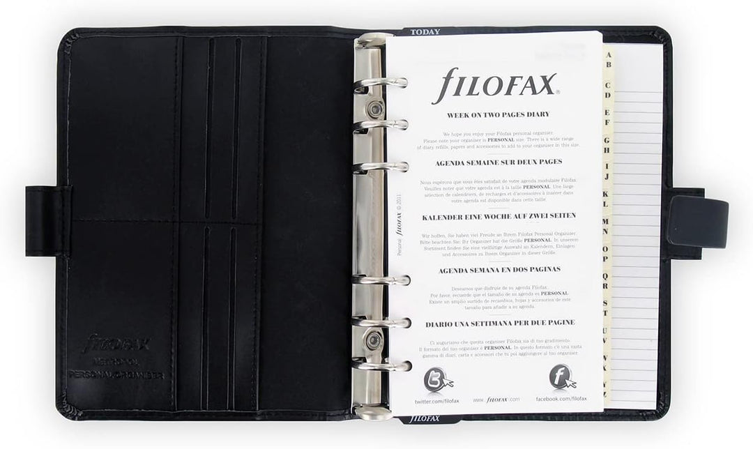 Filofax Metropol Persönlicher Organiser für Papier (95 x 171 mm), schwarz, Schwarz
