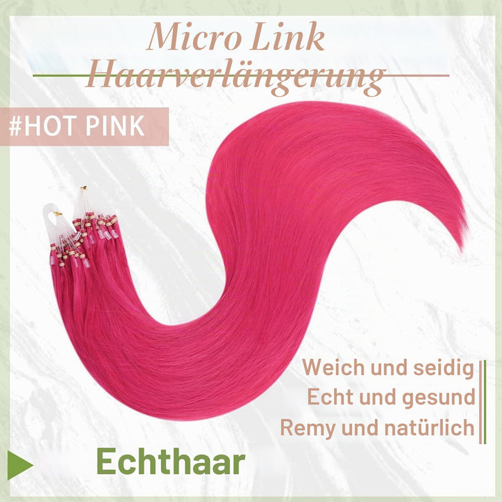 RUNATURE Echthaar Extensions Microring Rosa 50cm Microring Extensions Echthaar 1g Glatt Haarverlänge