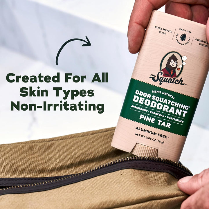 Dr. Squatch Natürliches Deodorant für Männer ohne Aluminium, mit Aktivkohle & Postbiotika für bis zu