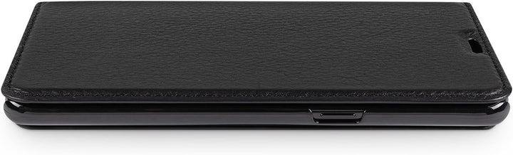 WIIUKA Echt Ledertasche -TRAVEL Nature- für Samsung Galaxy S9+ Plus, Schwarz -DEUTSCHES Leder- mit K