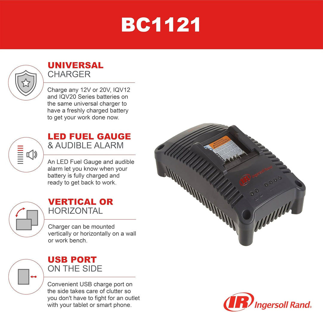 Ingersoll-Rand, BC1121-EU, IQv Lithium-Ionen-Crossover-Ladegerät 12/20V