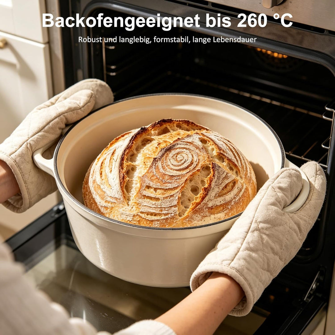 Gusseisen Topf Brot Backen - 26cm Dutch Oven Brotbackform Bräter mit Deckel, Topbooc Schmortopf Emai